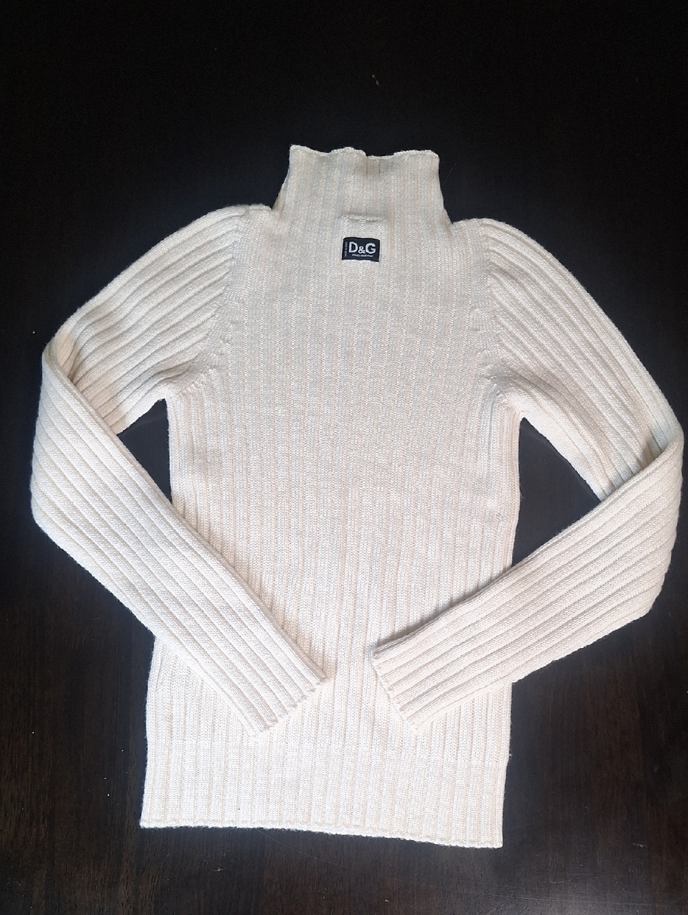 D & G Vintage Y2K Ribbed Funnel Neck Fine Merino Wool Sweater Size XS - Picture 4 of 7